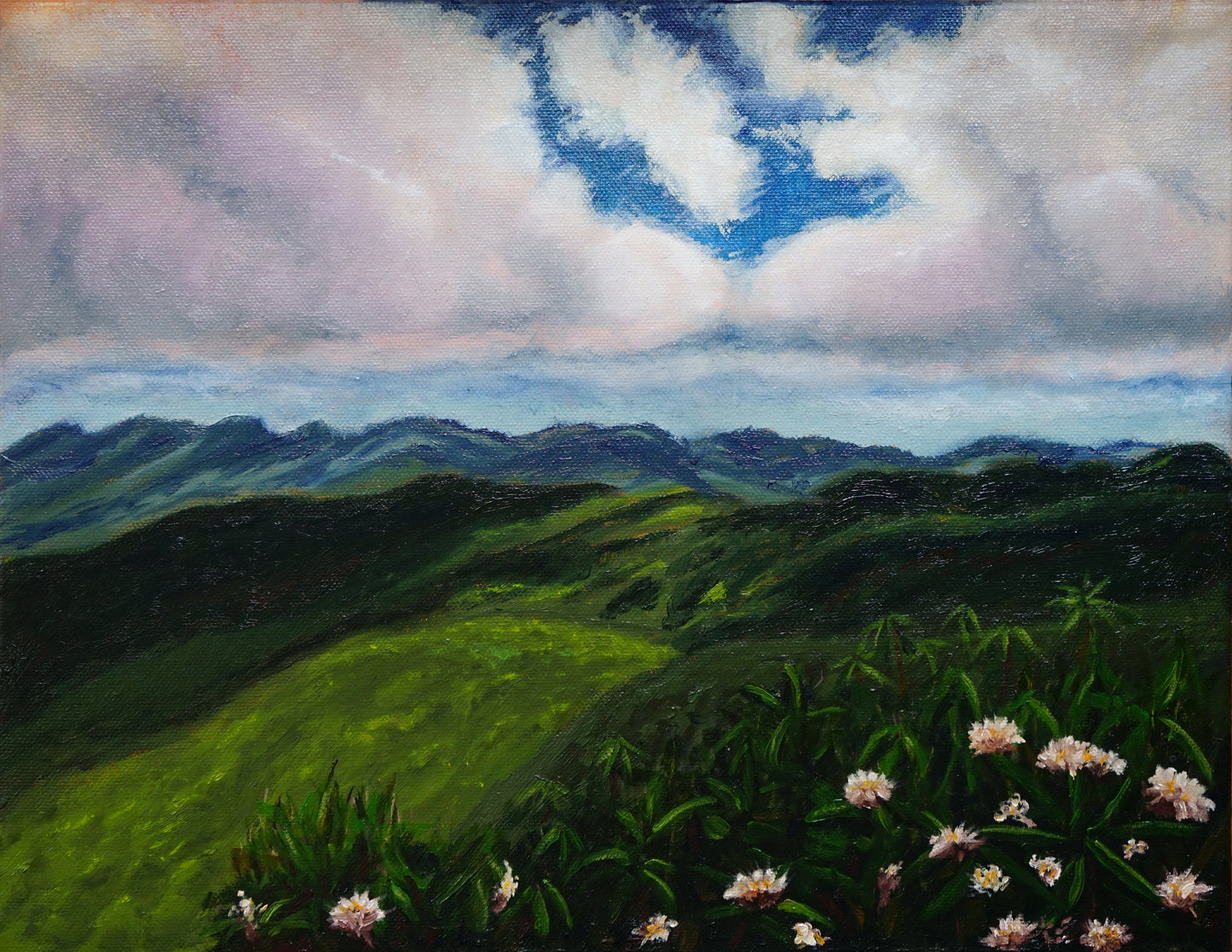 Emerald Mountains meet the sky-Original Oil Painting-SOLD