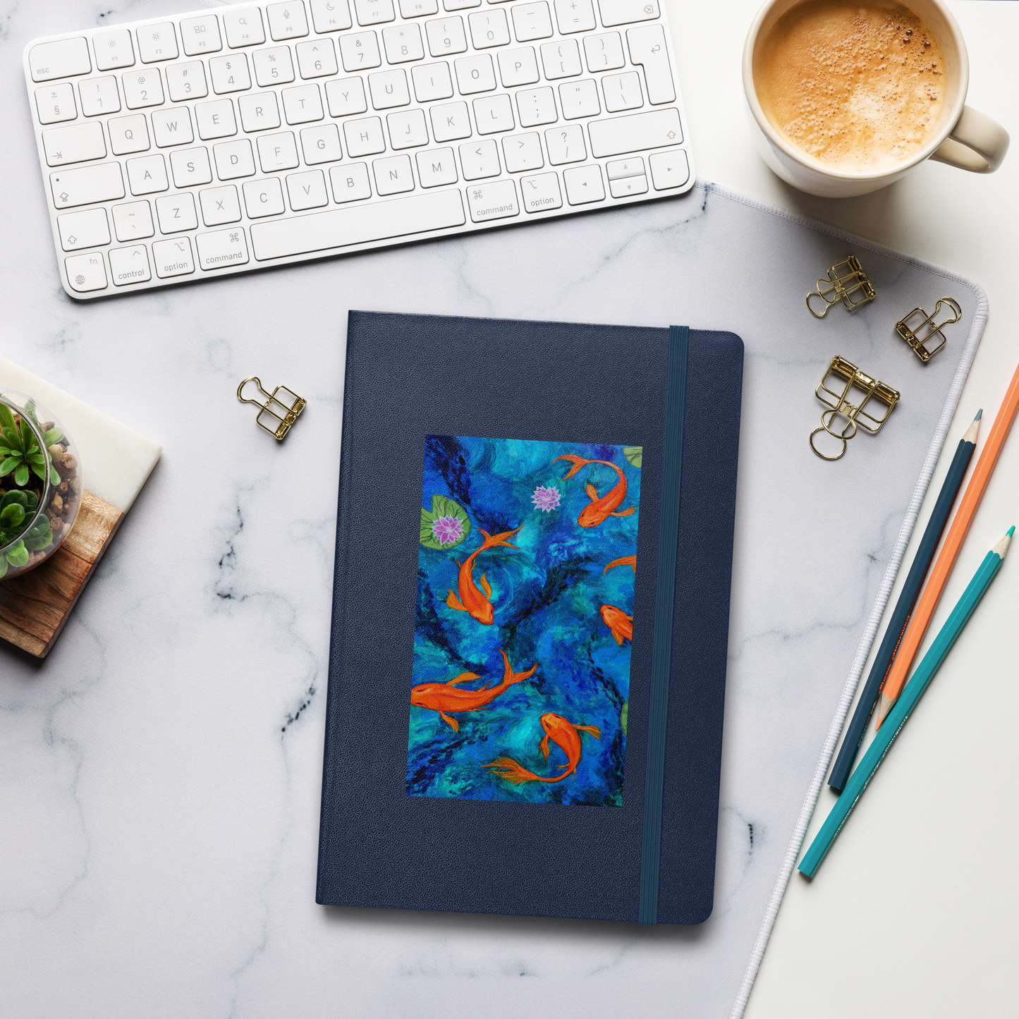 Hardcover bound notebook-Dancing Koi
