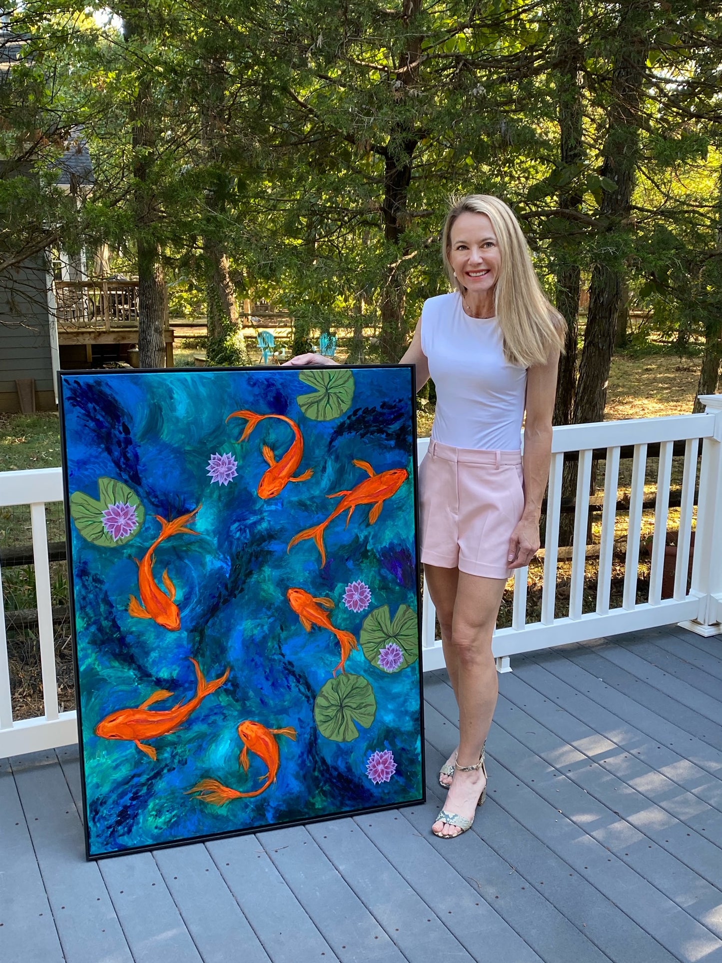 Dancing Koi Original Acrylic Painting-SOLD