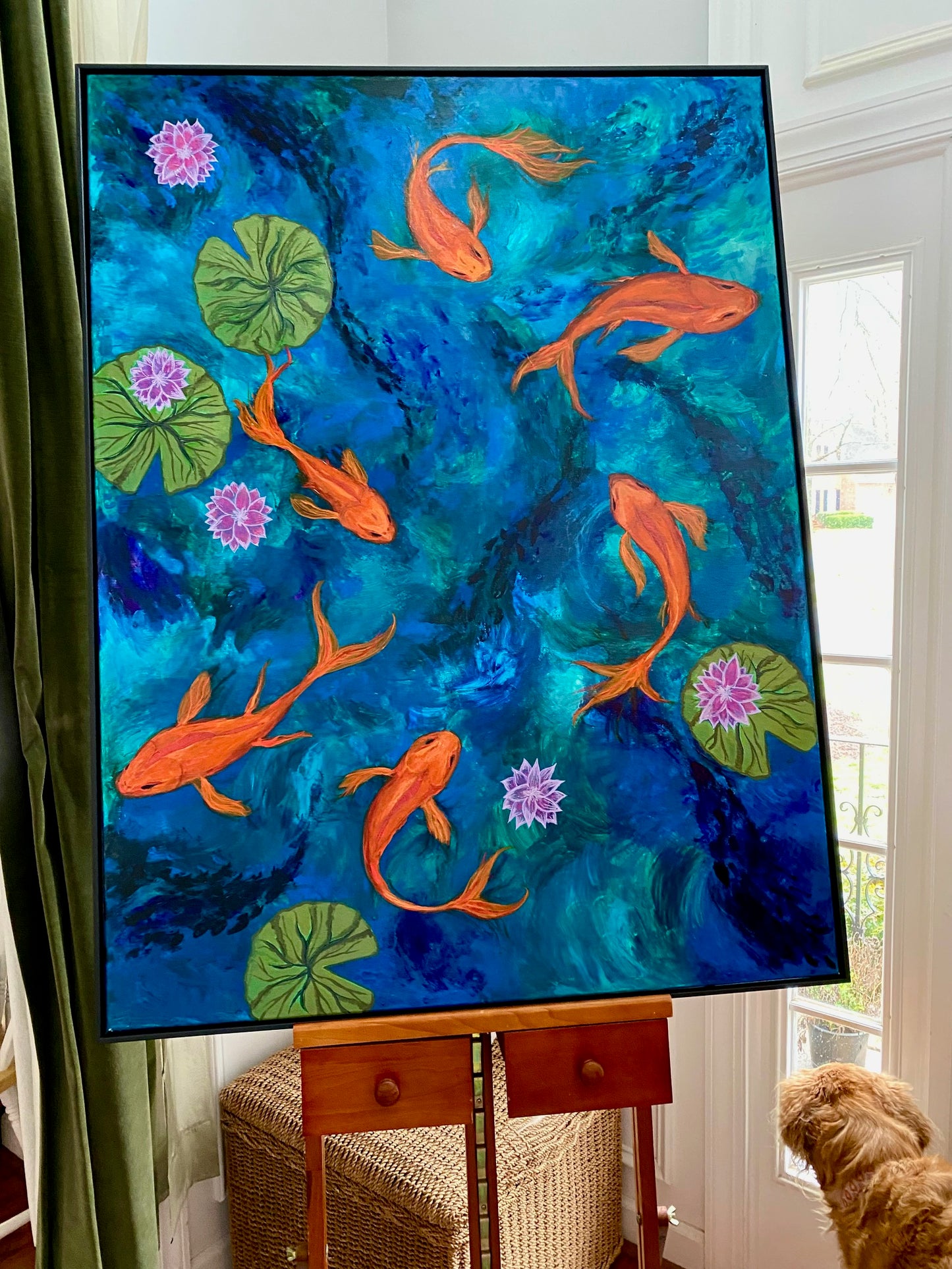 Dancing Koi Original Acrylic Painting-SOLD