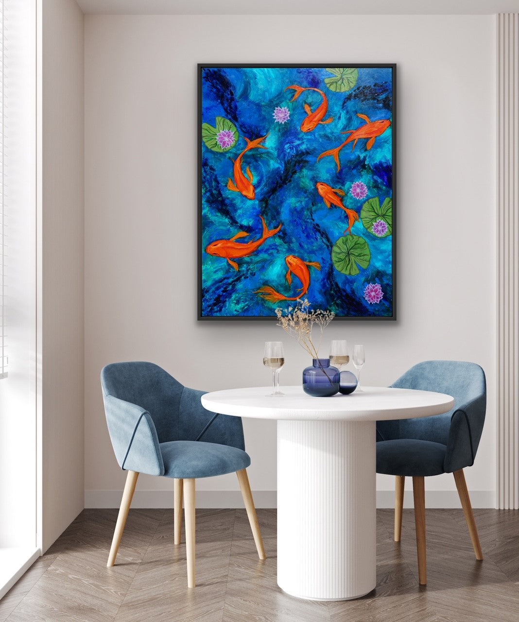 Dancing Koi Original Acrylic Painting-SOLD