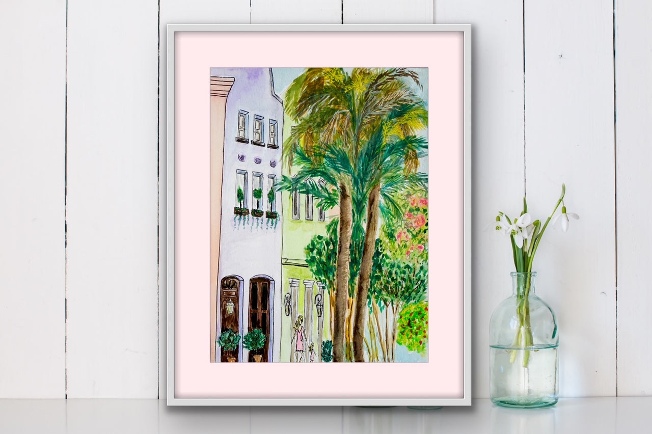 Rainbow Row Charleston-Original Painting