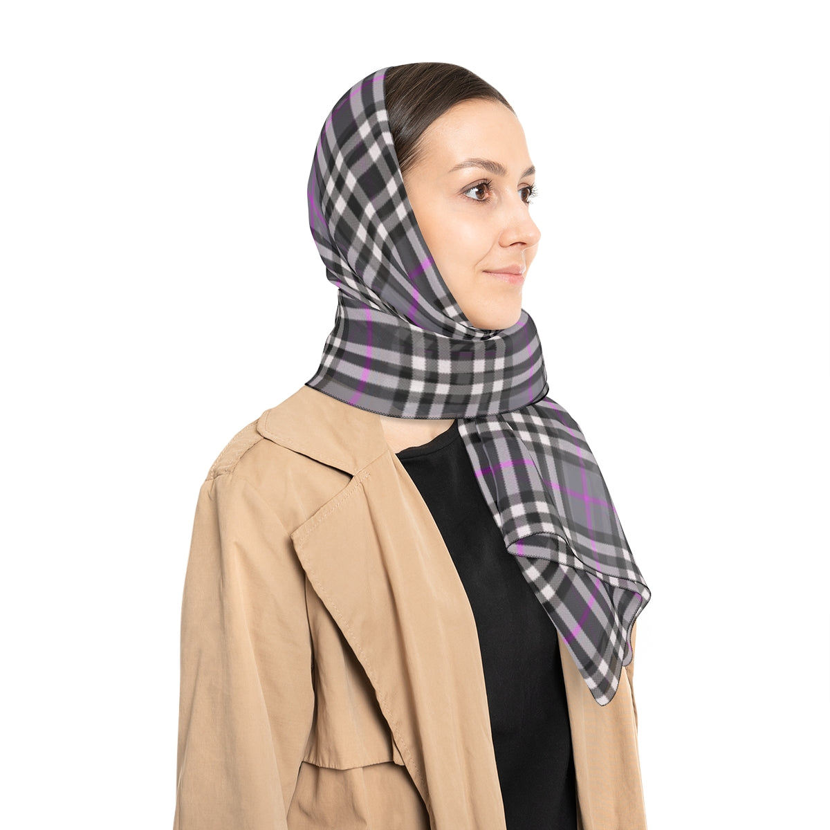Poly Scarf-Grey plaid