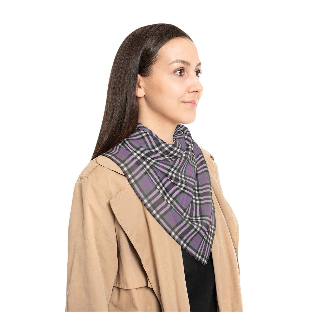 Poly Scarf-Grey plaid