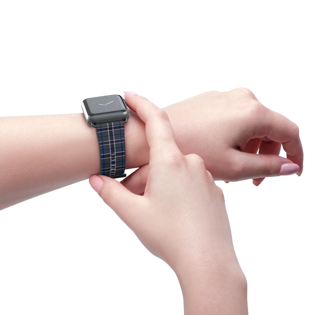 Grey Blue Tartan plaid Apple Watch Band-Accessories-TaraHuntDesigns