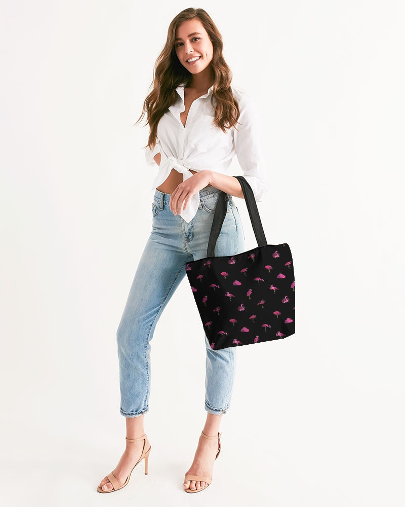 Canvas Zip Tote- Flamingos