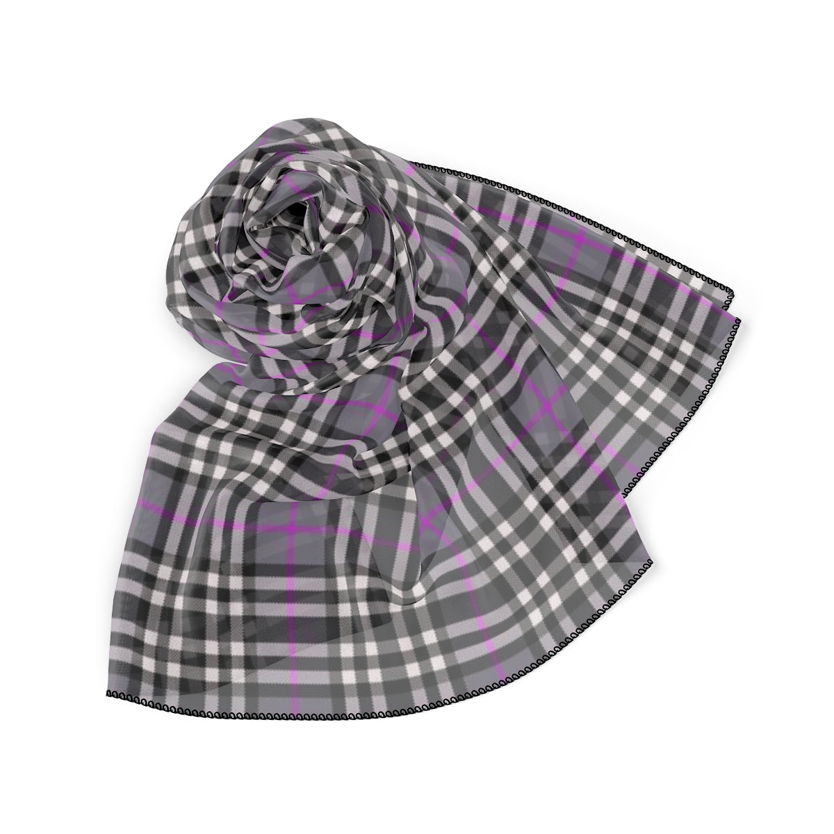 Poly Scarf-Grey plaid