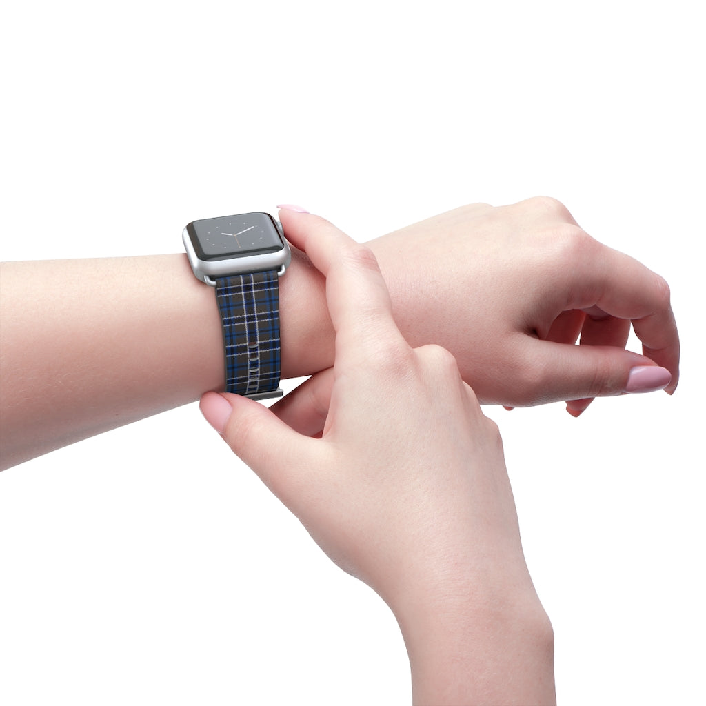 Grey Blue Tartan plaid Apple Watch Band-Accessories-TaraHuntDesigns