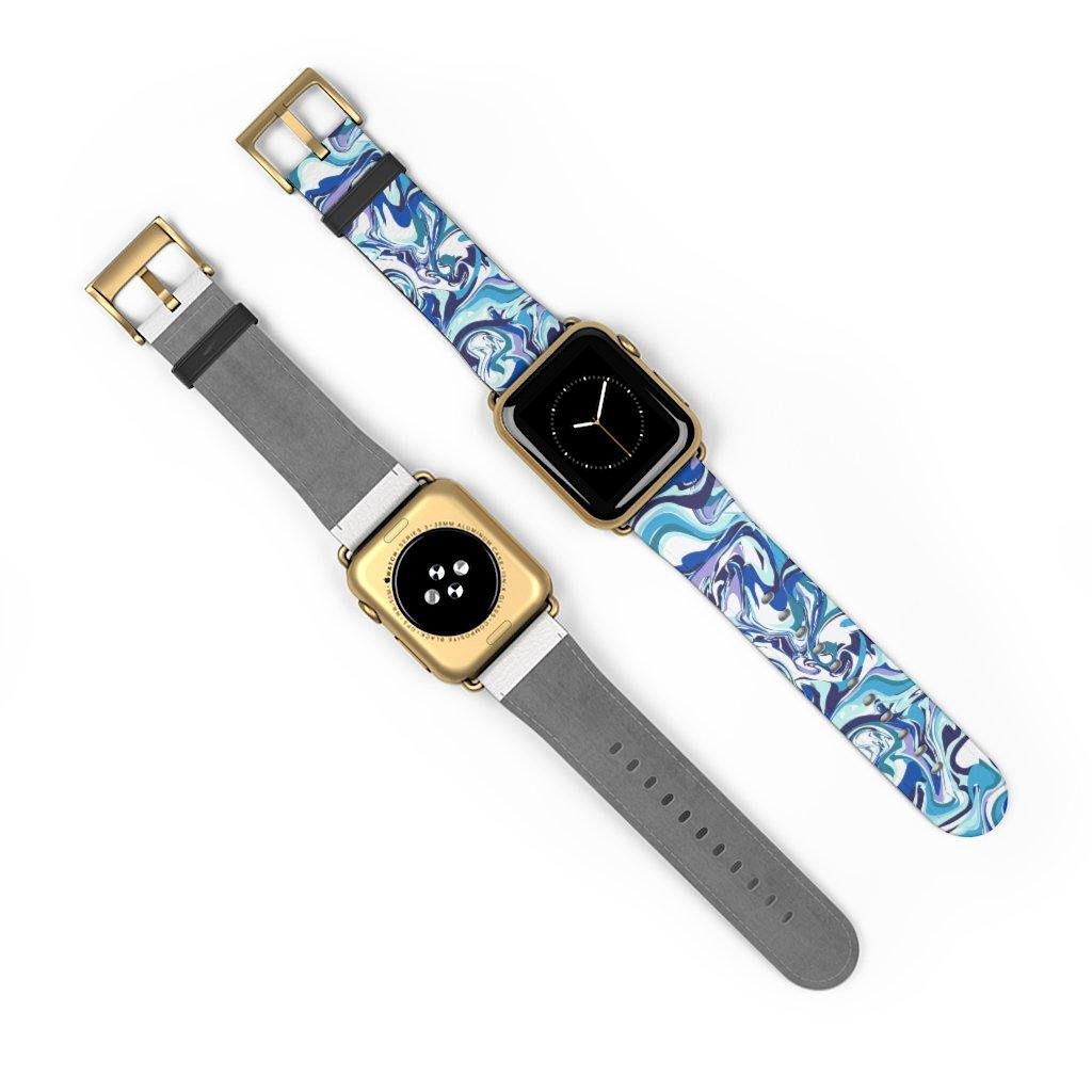 Acrylic Pour Blue Watch Band-Accessories-TaraHuntDesigns