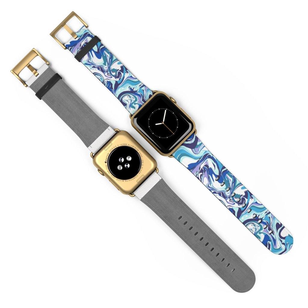 Acrylic Pour Blue Watch Band-Accessories-TaraHuntDesigns