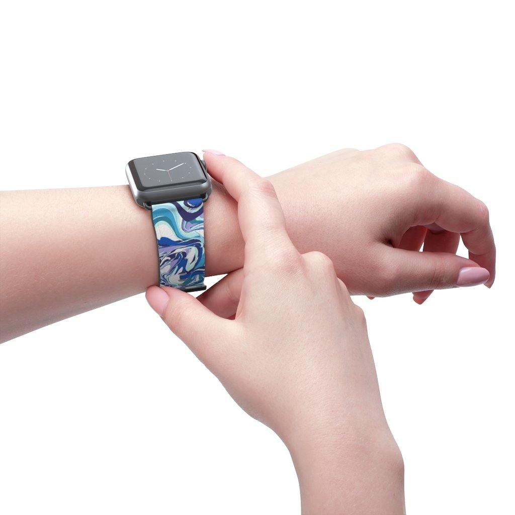 Acrylic Pour Blue Watch Band-Accessories-TaraHuntDesigns