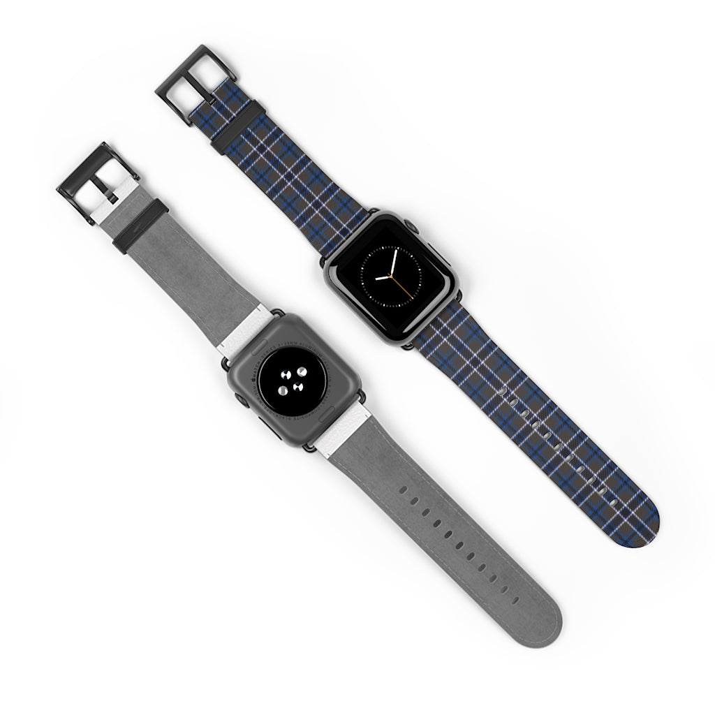 Grey Blue Tartan plaid Apple Watch Band-Accessories-TaraHuntDesigns