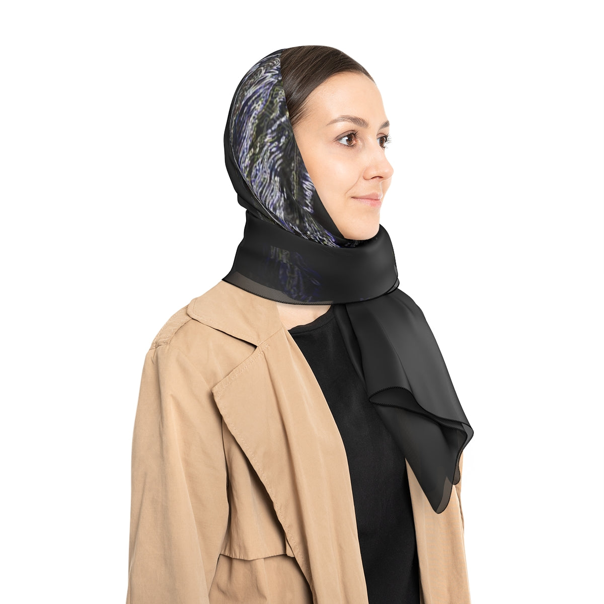 Poly Scarf-Black Palm