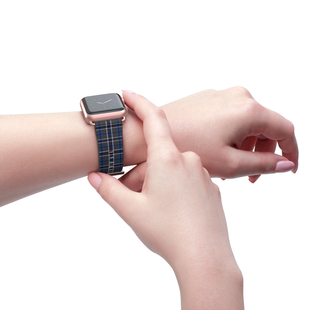 Grey Blue Tartan plaid Apple Watch Band-Accessories-TaraHuntDesigns