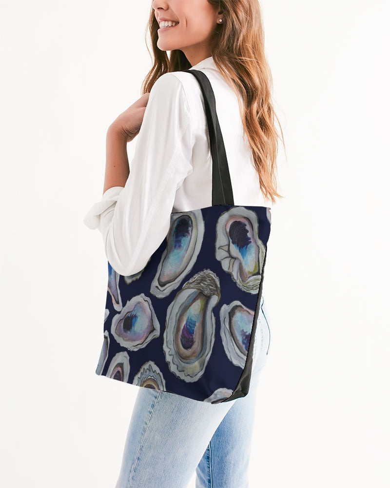 Oysters Navy Canvas Zip Tote