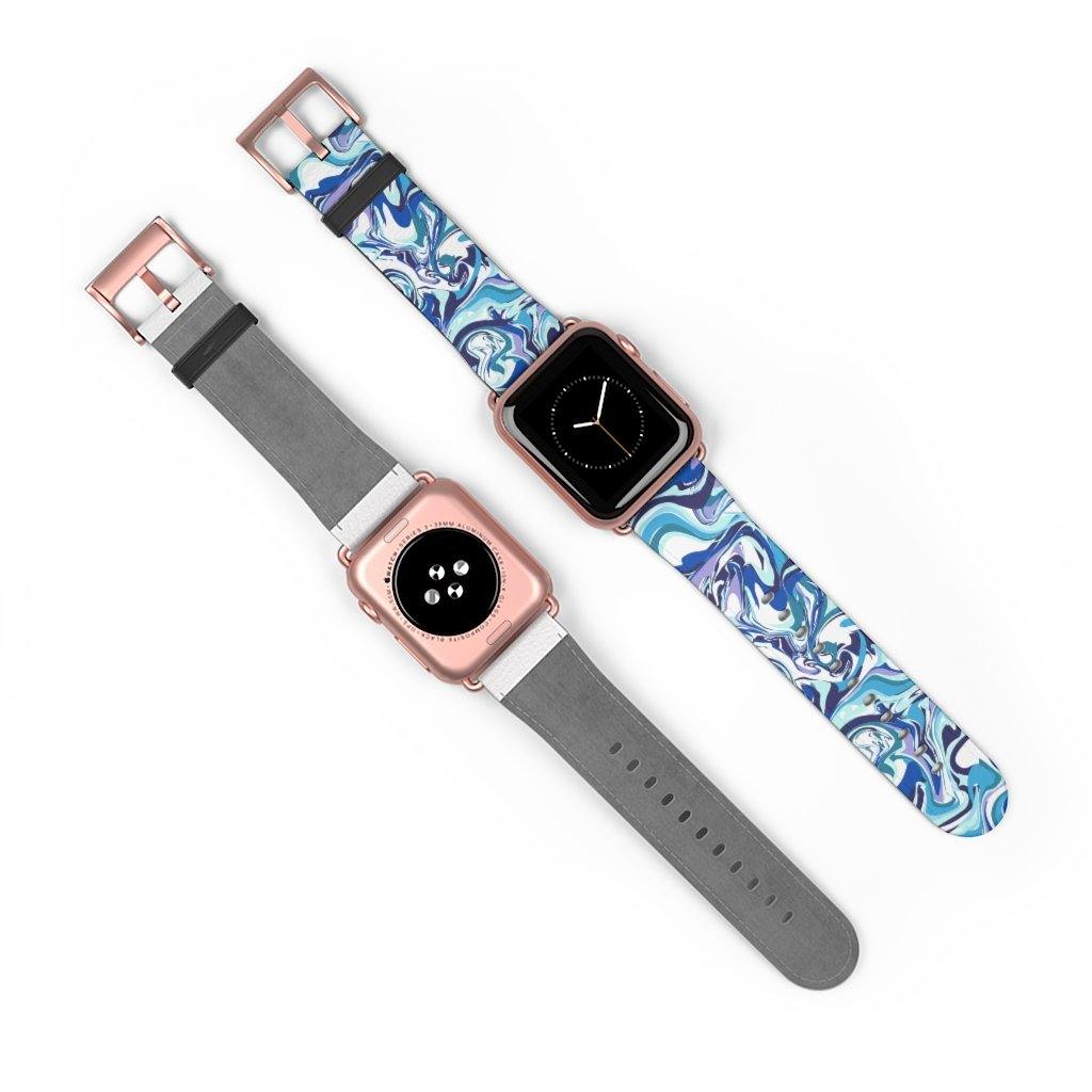 Acrylic Pour Blue Watch Band-Accessories-TaraHuntDesigns