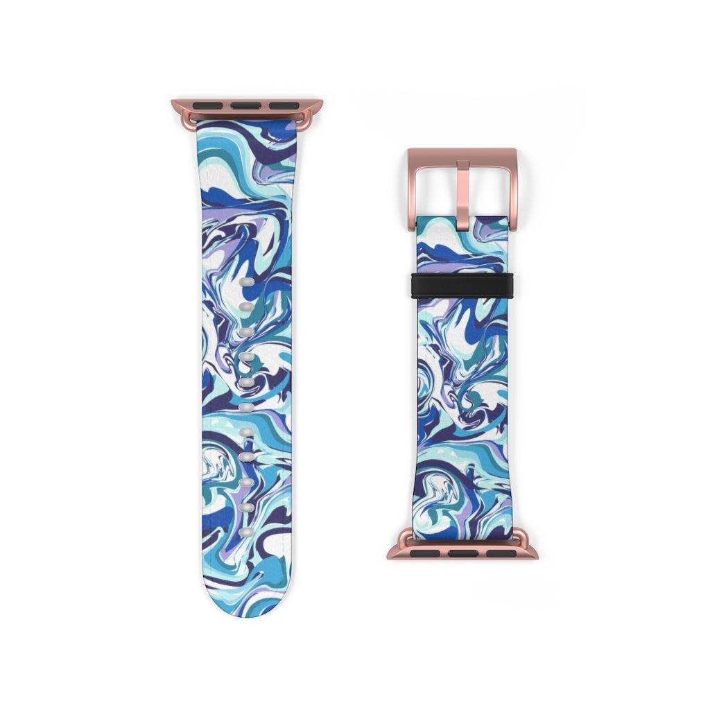 Acrylic Pour Blue Watch Band-Accessories-TaraHuntDesigns