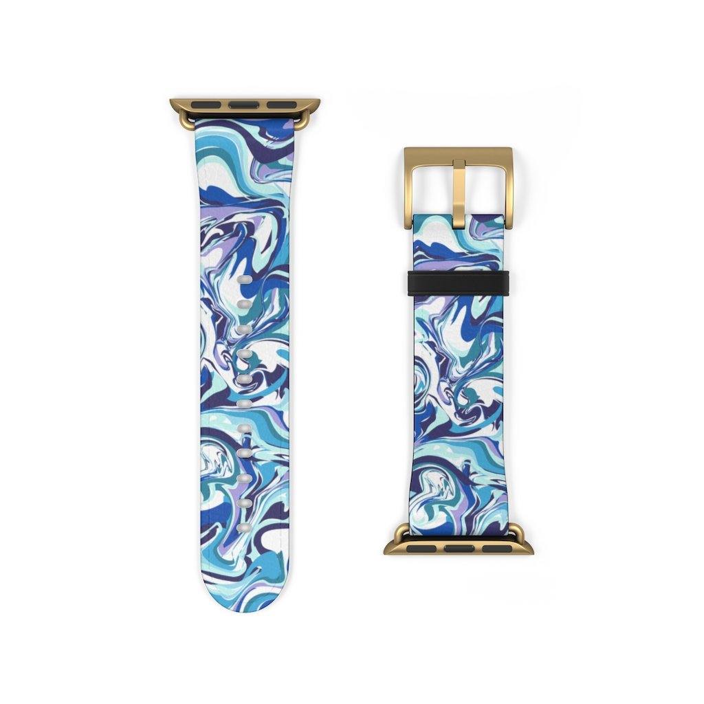 Acrylic Pour Blue Watch Band-Accessories-TaraHuntDesigns