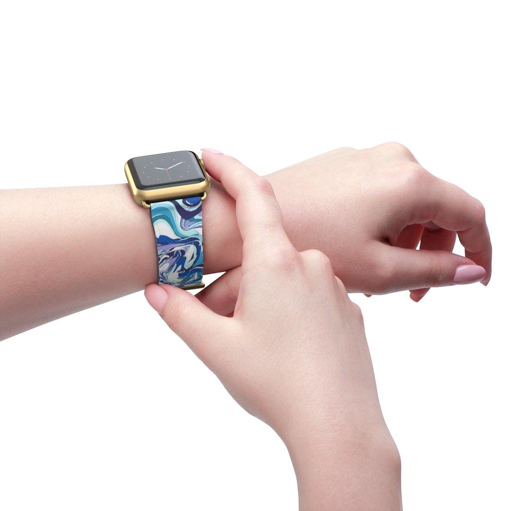 Acrylic Pour Blue Watch Band-Accessories-TaraHuntDesigns
