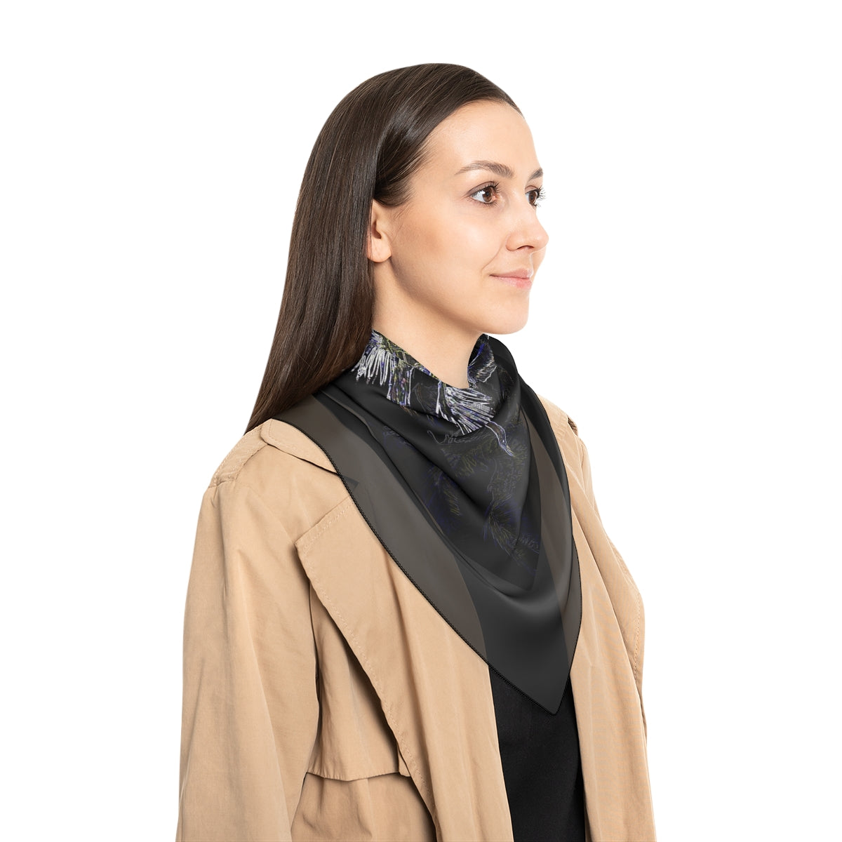 Poly Scarf-Black Palm