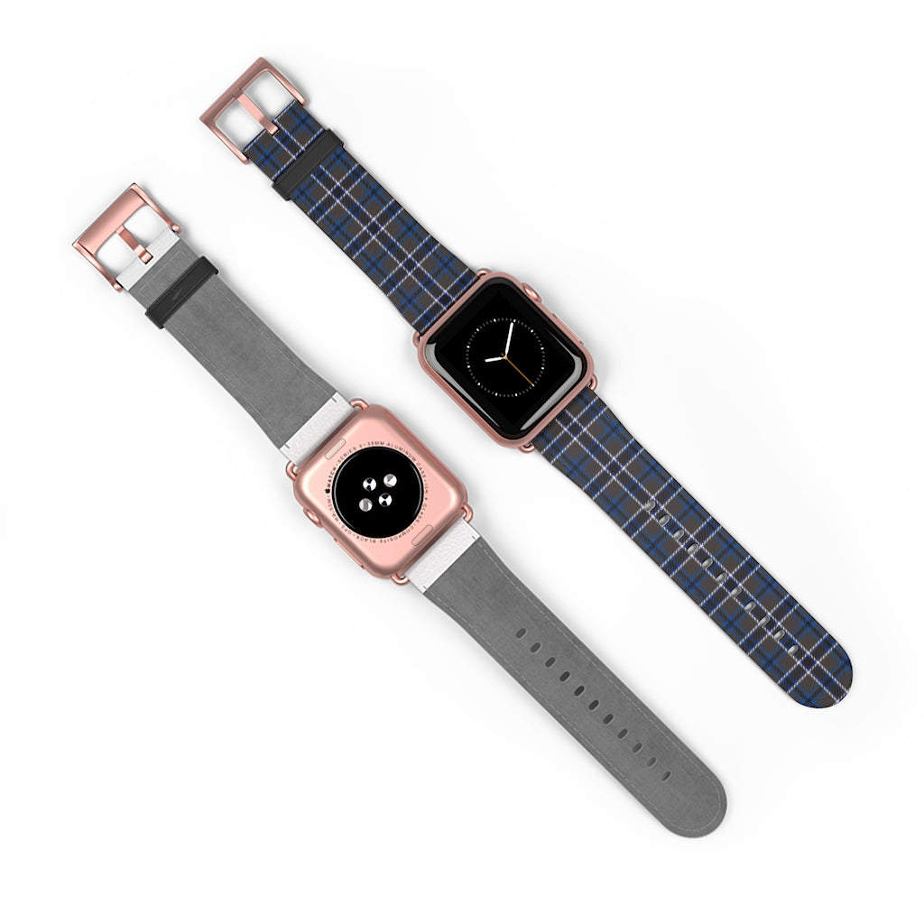 Grey Blue Tartan plaid Apple Watch Band-Accessories-TaraHuntDesigns