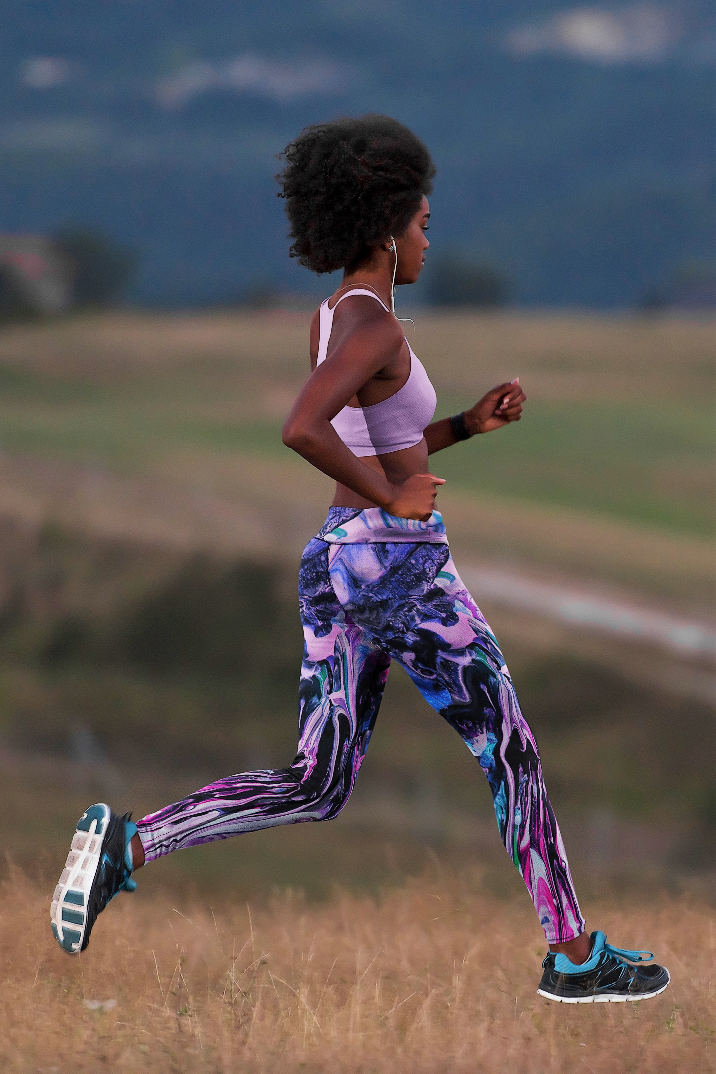 Side pocket leggings-Paint Pour