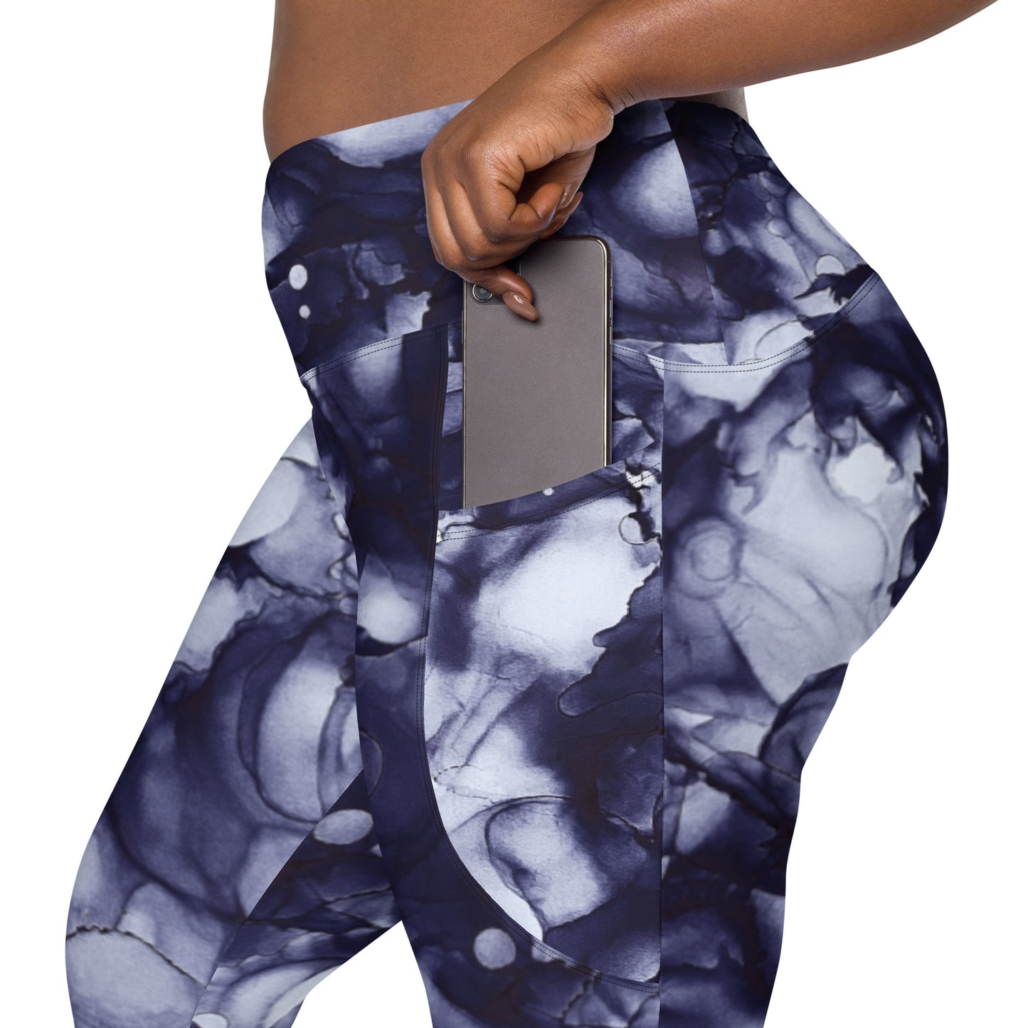 Side-Pocket Leggings-Blue Ink