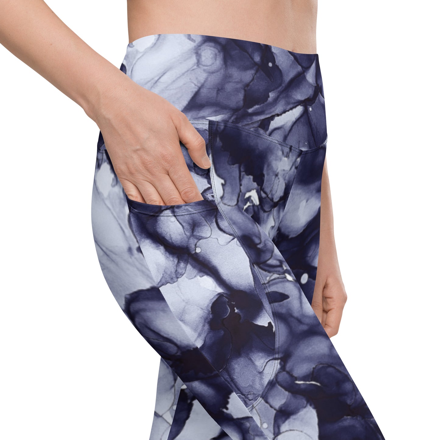 Side-Pocket Leggings-Blue Ink