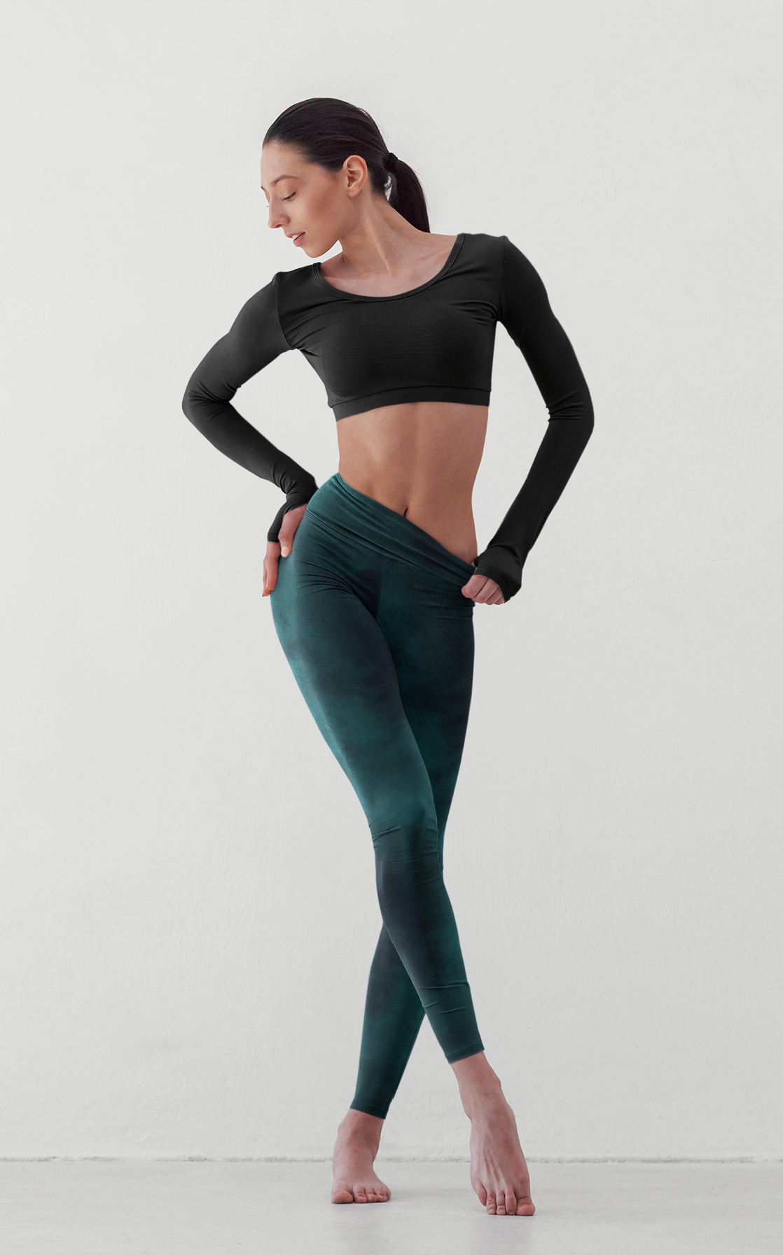 Side pocket leggings-Emerald Tie-Dye
