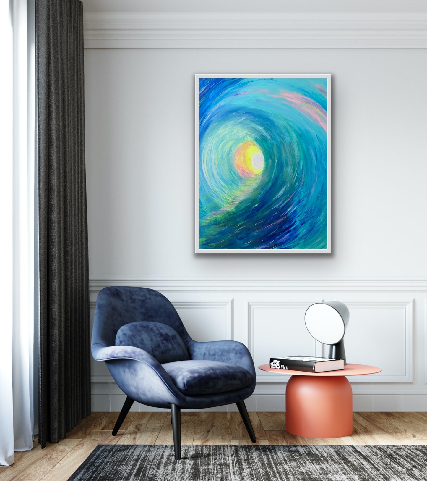 Glossy Metal print-Blue Wave