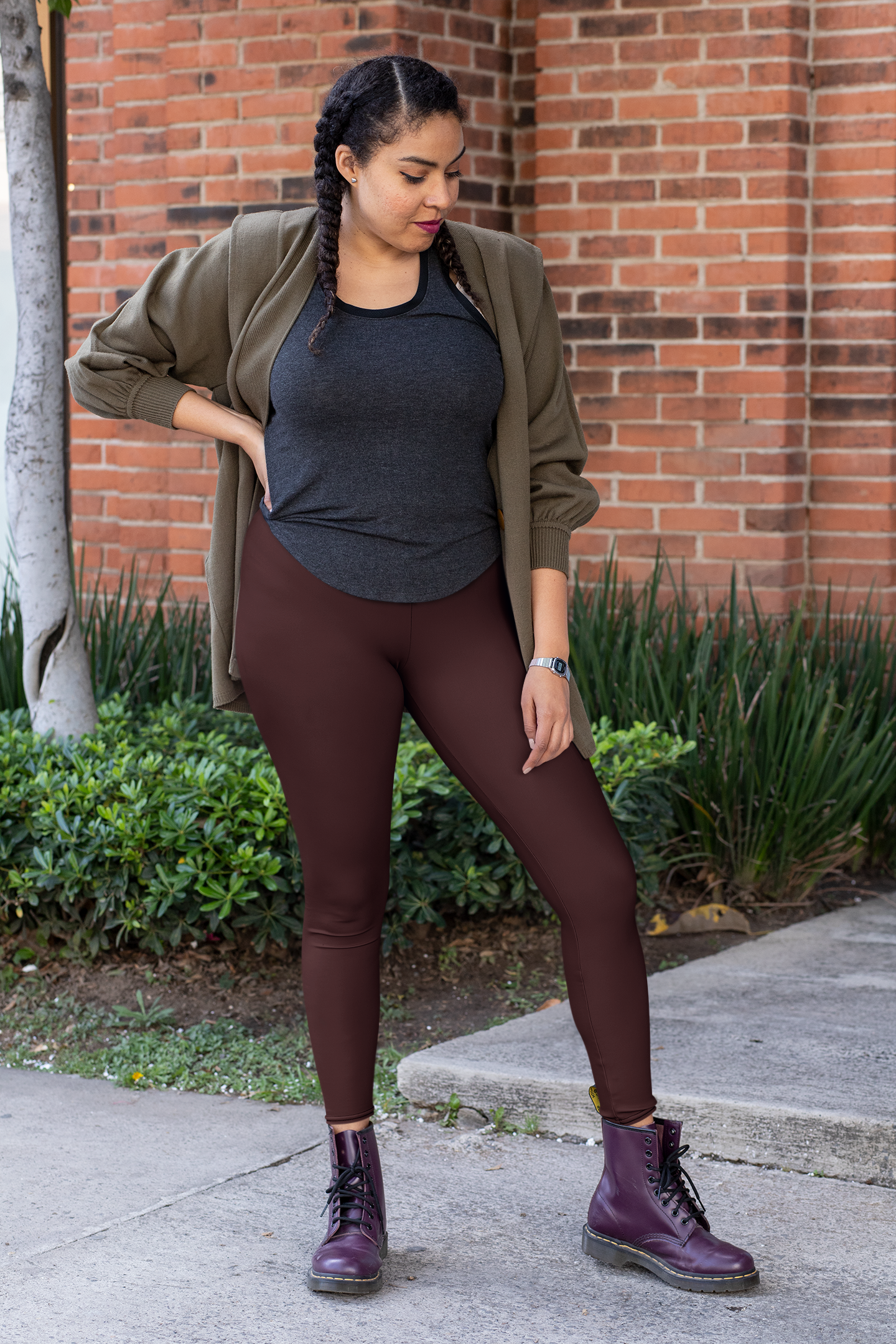 Side Pocket Leggings-Dark Red