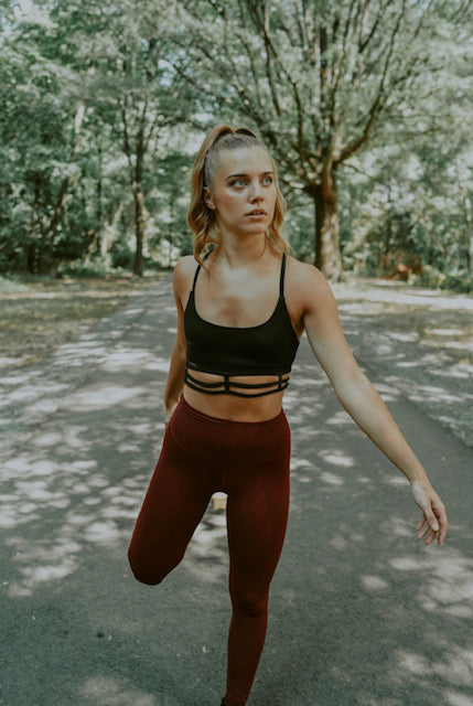 Hi Waist Yoga Leggings-Maroon