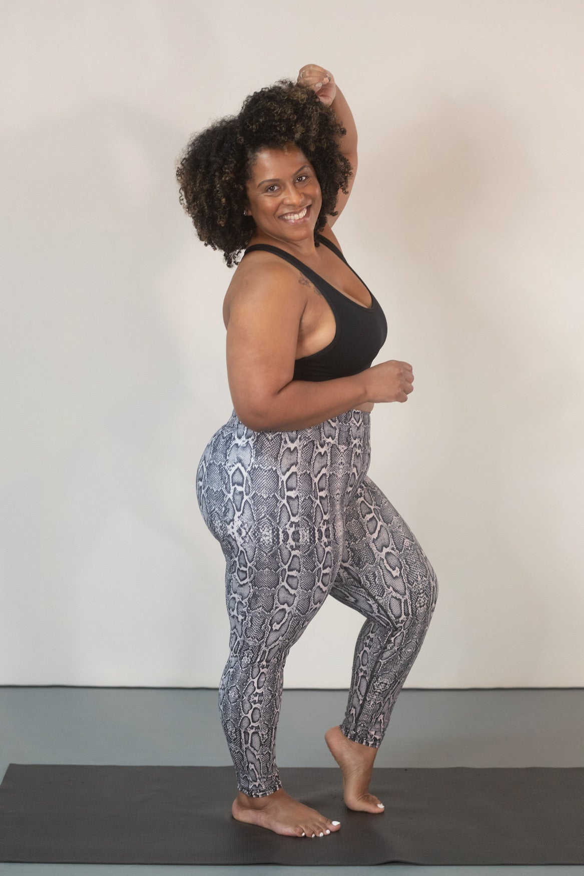 High Waist- Yoga Leggings-Pink Snake