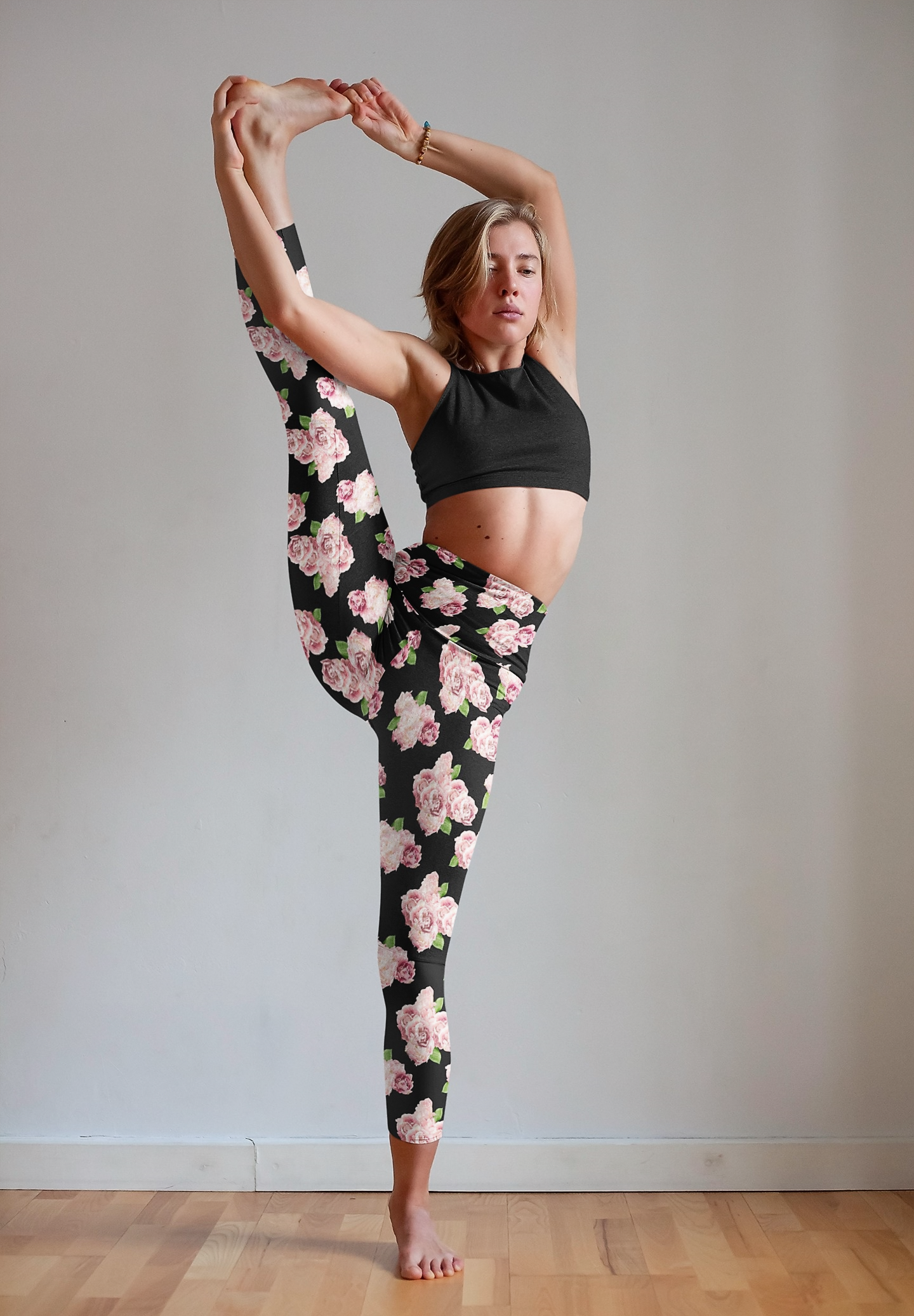 Side-pocket Leggings-Spring Rose