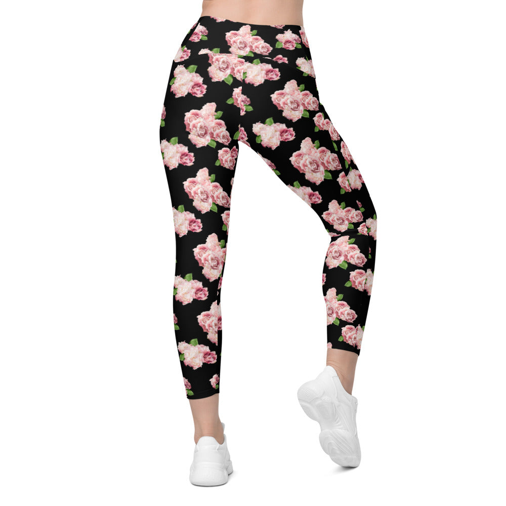Side-pocket Leggings-Spring Rose