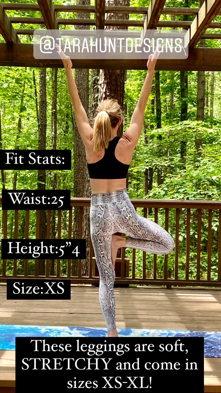 HIgh Waist Yoga Leggings-Natural Snake
