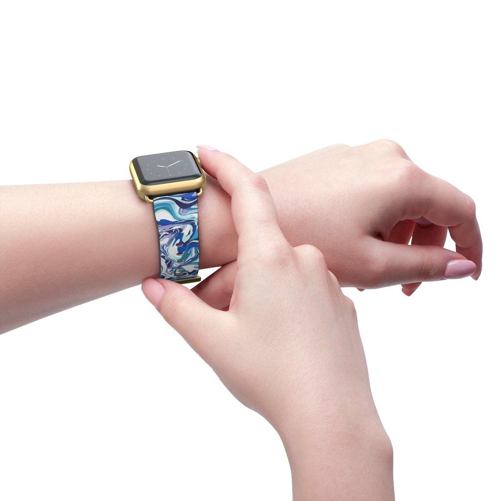 Acrylic Pour Blue Watch Band-Accessories-TaraHuntDesigns