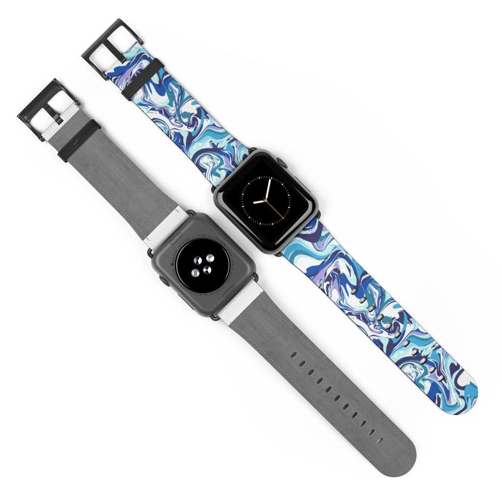 Acrylic Pour Blue Watch Band-Accessories-TaraHuntDesigns