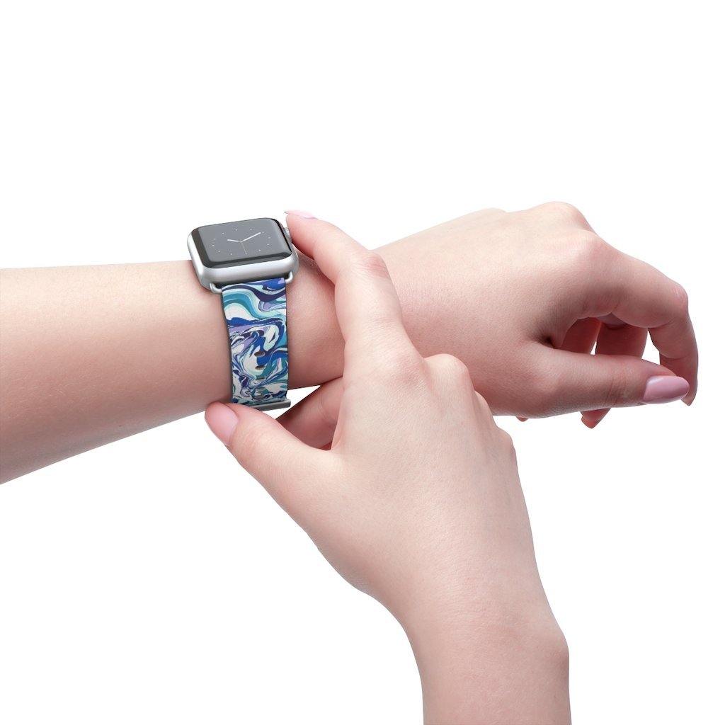 Acrylic Pour Blue Watch Band-Accessories-TaraHuntDesigns