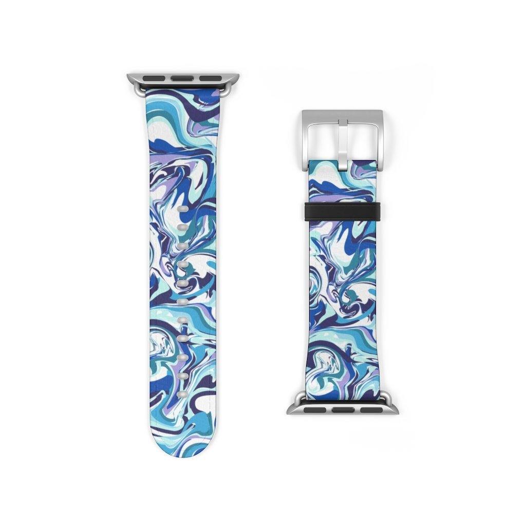 Acrylic Pour Blue Watch Band-Accessories-TaraHuntDesigns