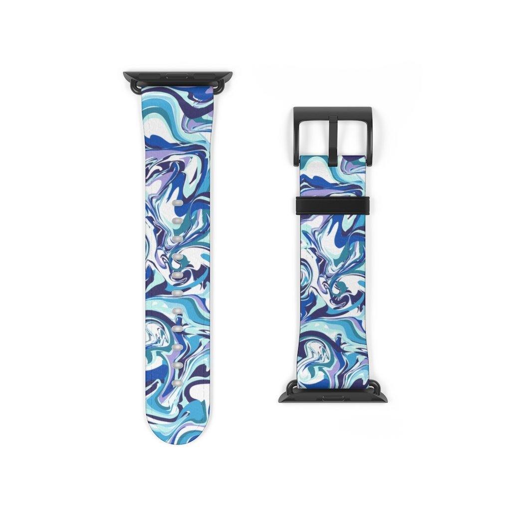 Acrylic Pour Blue Watch Band-Accessories-TaraHuntDesigns