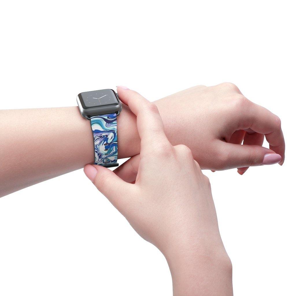 Acrylic Pour Blue Watch Band-Accessories-TaraHuntDesigns