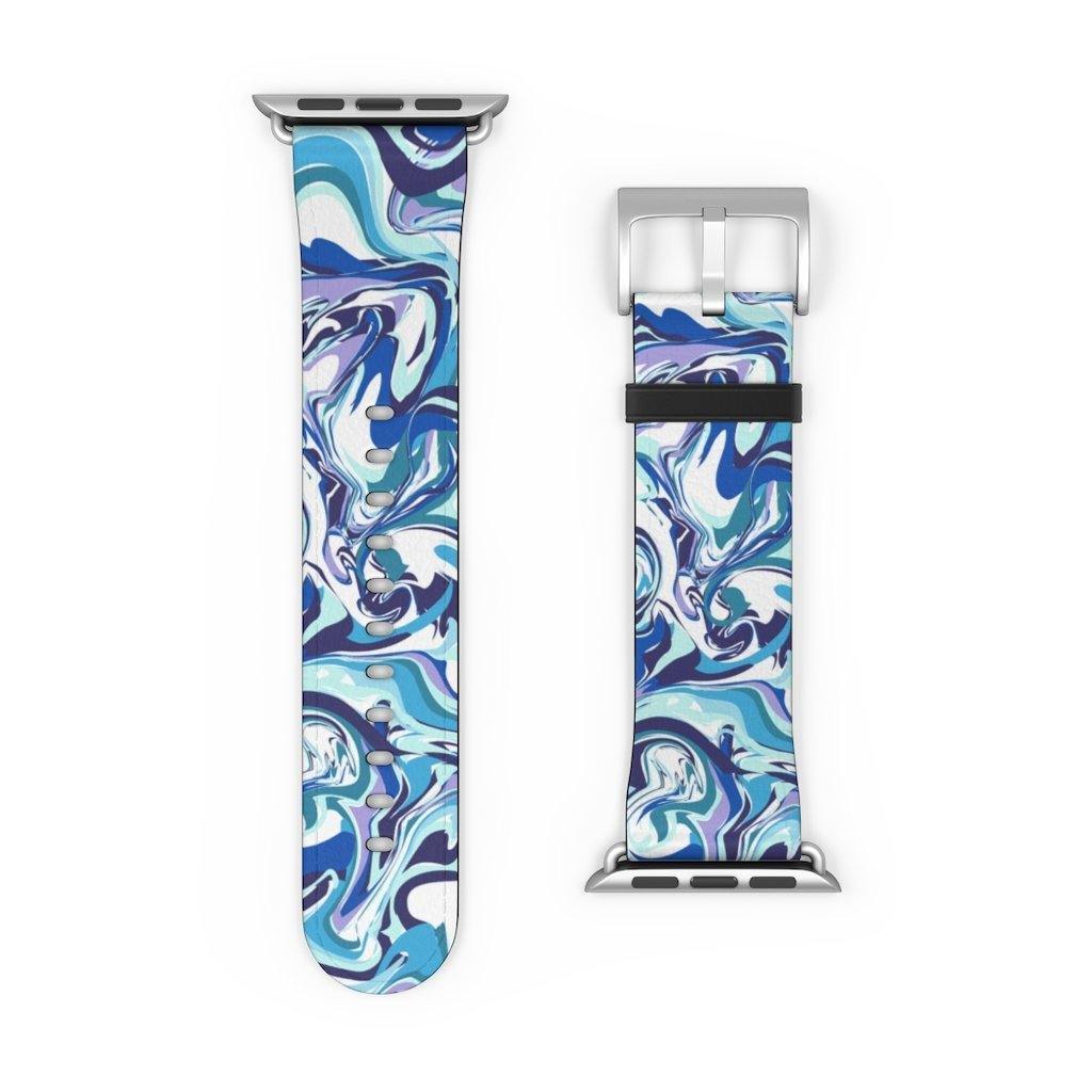 Acrylic Pour Blue Watch Band-Accessories-TaraHuntDesigns