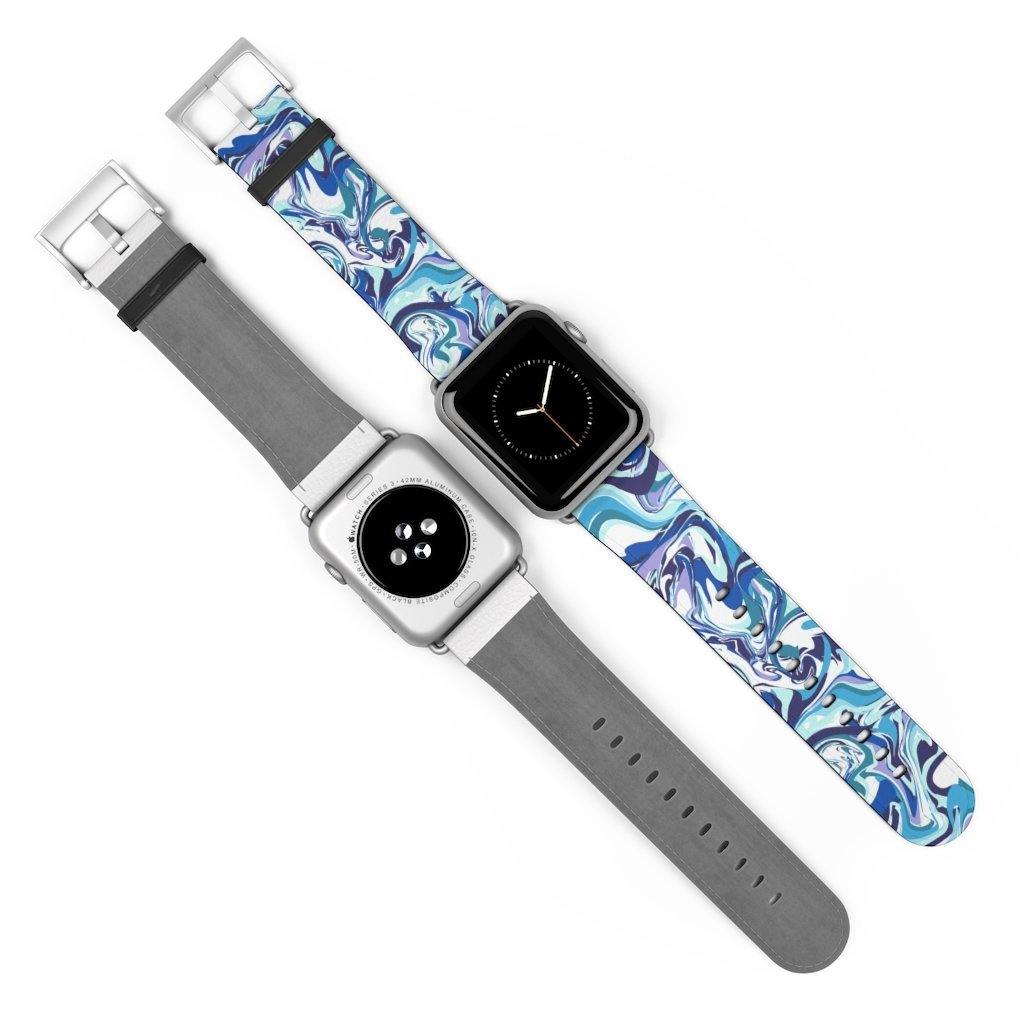 Acrylic Pour Blue Watch Band-Accessories-TaraHuntDesigns