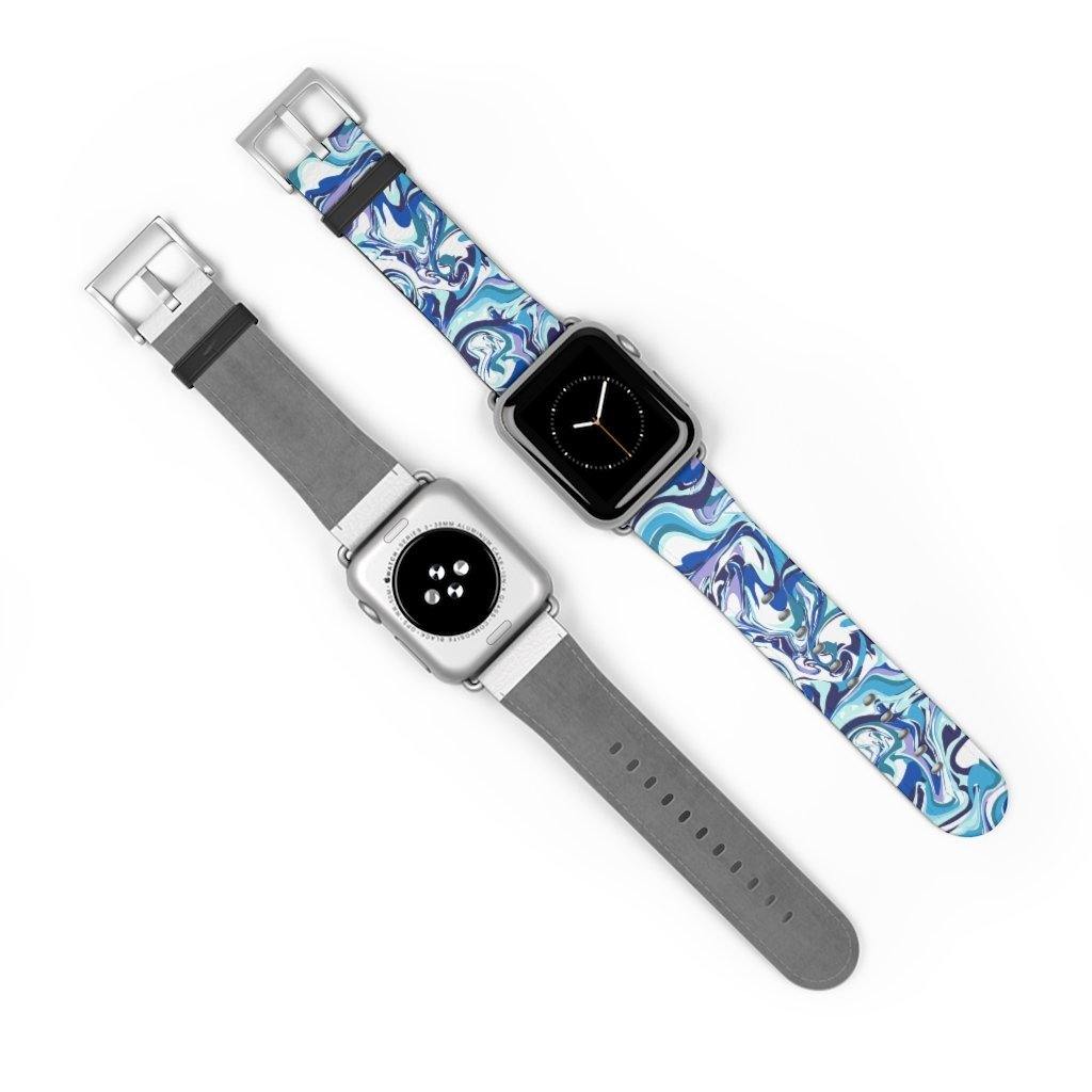 Acrylic Pour Blue Watch Band-Accessories-TaraHuntDesigns
