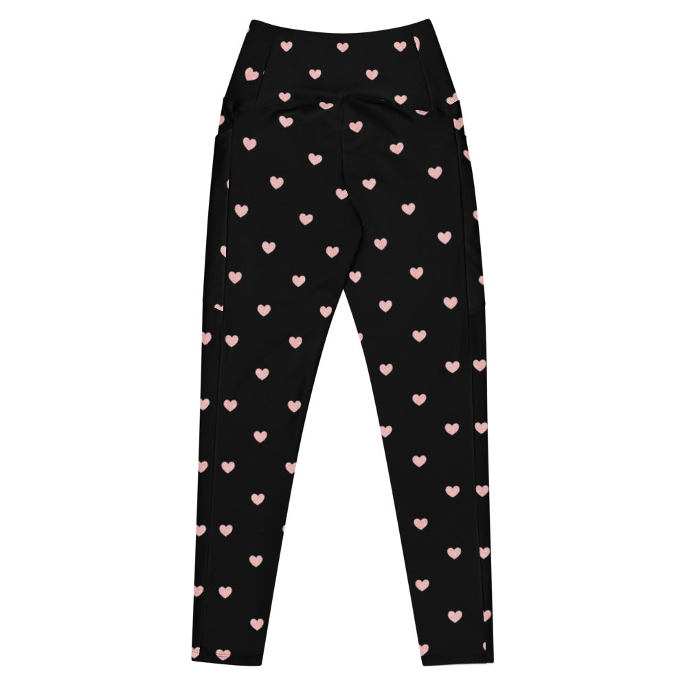 Crossover leggings with Side-pockets-Hearts
