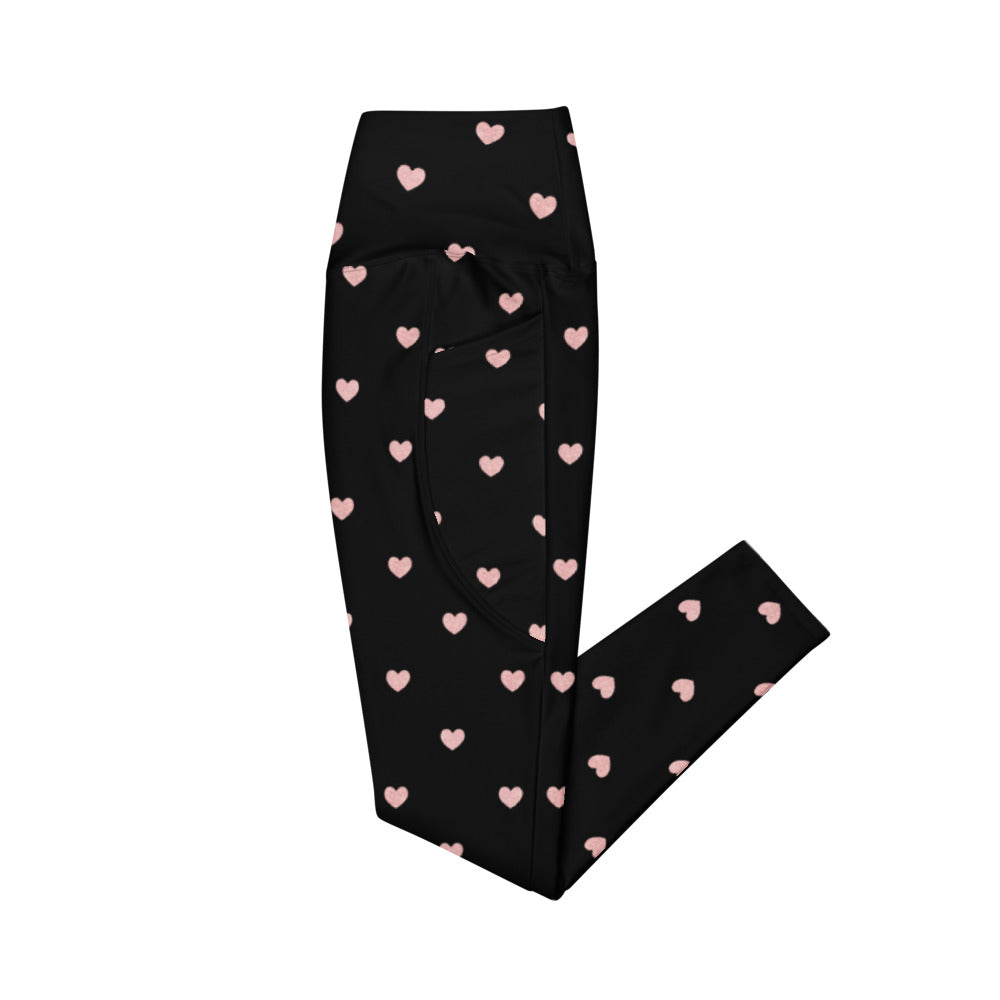 Crossover leggings with Side-pockets-Hearts