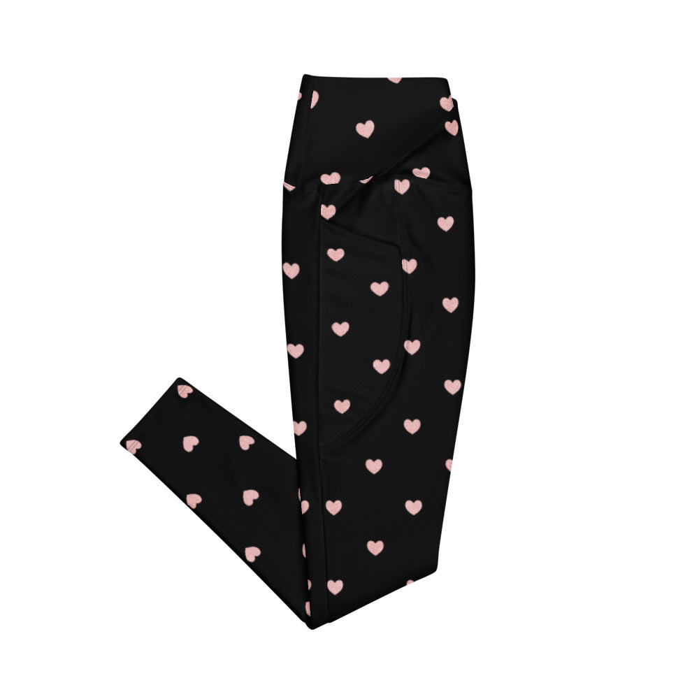 Crossover leggings with Side-pockets-Hearts