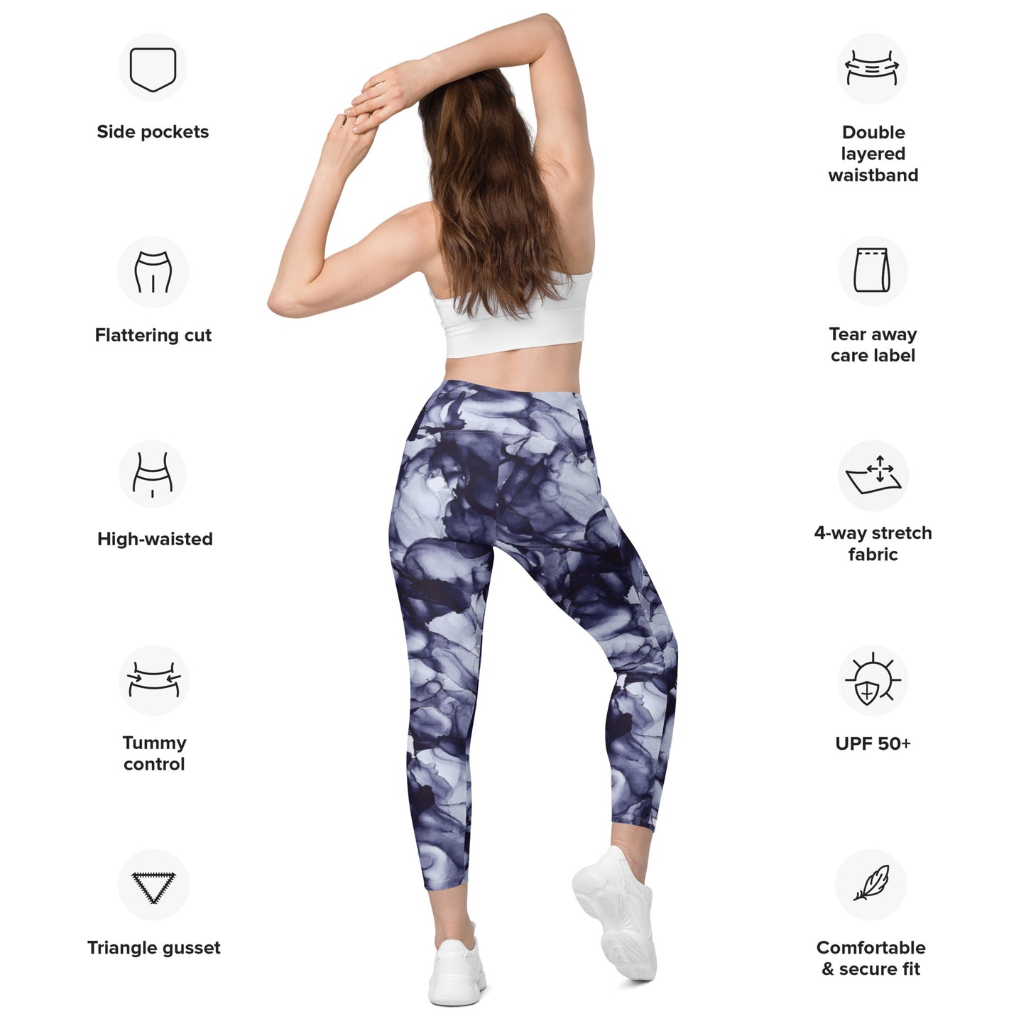 Side-Pocket Leggings-Blue Ink