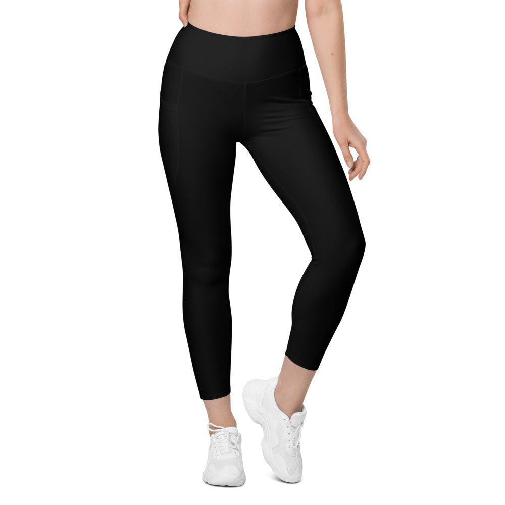 Side pocket Leggings-Solid Black